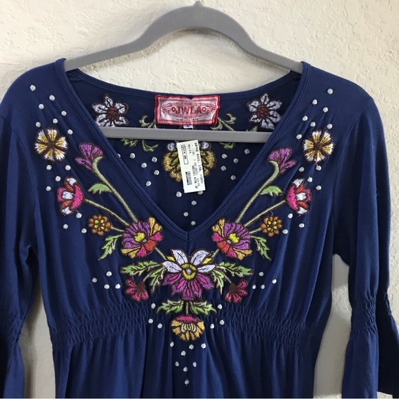 JWLA Blue embroidery dress NWT, Size S - Picture 3 of 11